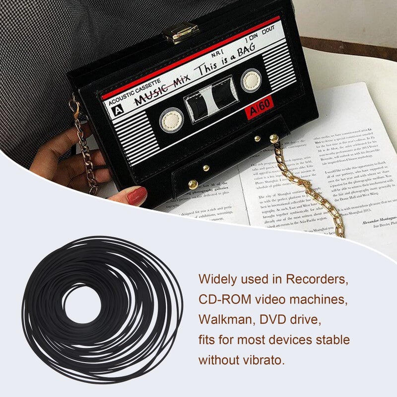 MEFONKOU Recorder Rubber Belts 40-135mm Mix Flat Cassette Belt for Repair Maintenance Tape Machine DVD CD LD VCR Repeater Drives 1mm Width 50 Pcs - Image 5